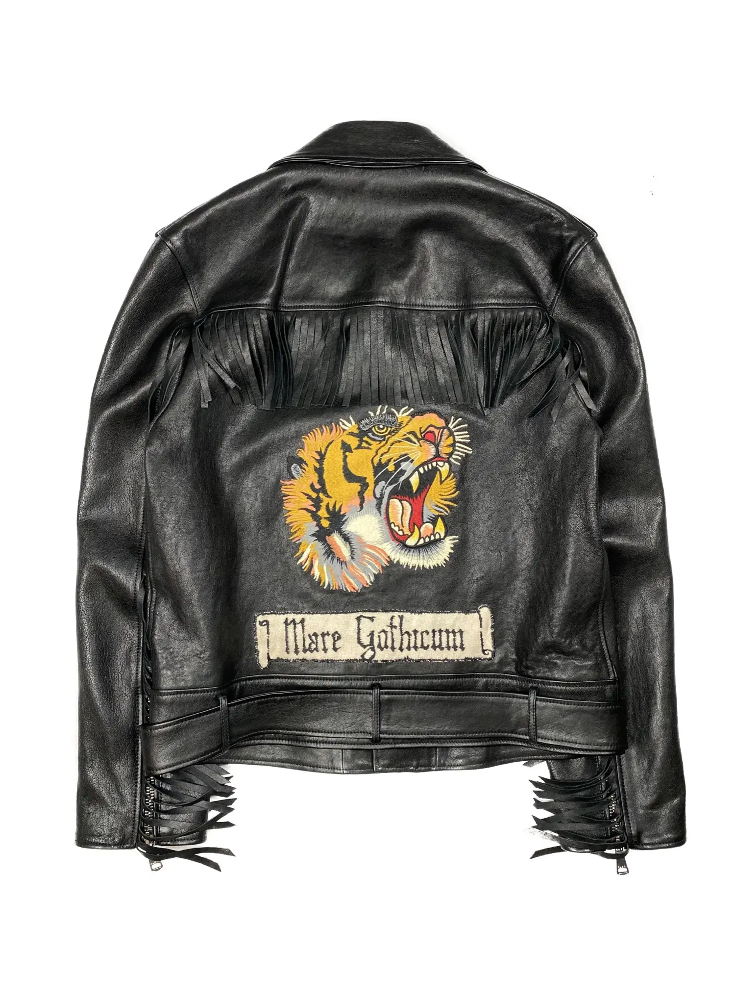 'Mare Gothicum' Tiger Fringe Leather Jacket